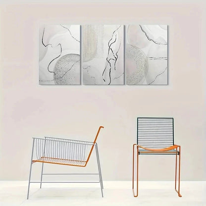 3pcs Modern Abstract Black and White Metal Print Ready to Hang Art