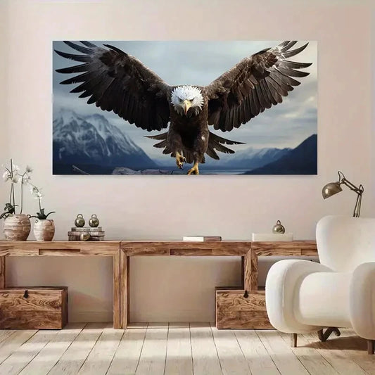 Majestic American Eagles wall canvas office home room framed 120x60cm