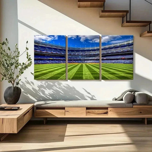 3pcs Vibrant Football Stadium Decoration Wall Art Set Canvas Framed 40x60cm - High Quality Print 100% Australian Made Wall Canvas Ready to Hang