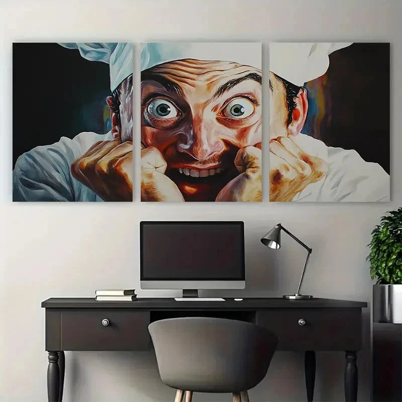 3pcs Chef Was Cute Would Eat Here Again Design Wall Art Set Canvas Framed 40x60cm - High Quality Print 100% Australian Made Wall Canvas Ready to Hang