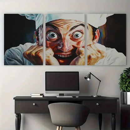 3pcs Chef Was Cute Would Eat Here Again Design Wall Art Set Canvas Framed 40x60cm - High Quality Print 100% Australian Made Wall Canvas Ready to Hang