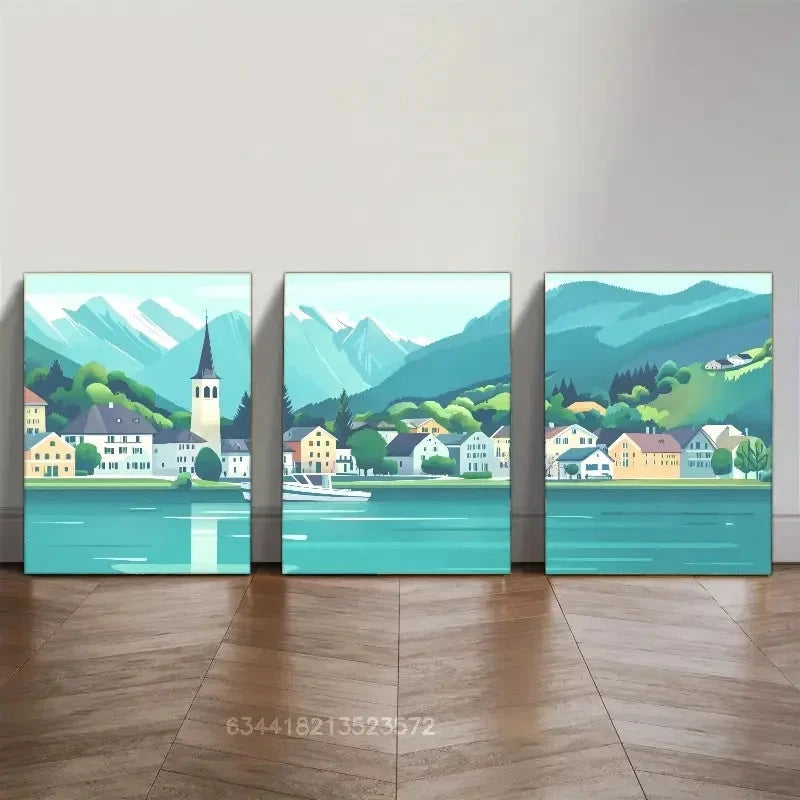 3pcs Zell am See Austria Travel art Metal Print Ready to Hang Art