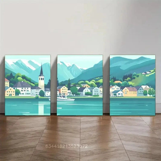 3pcs Zell am See Austria Travel art Metal Print Ready to Hang Art