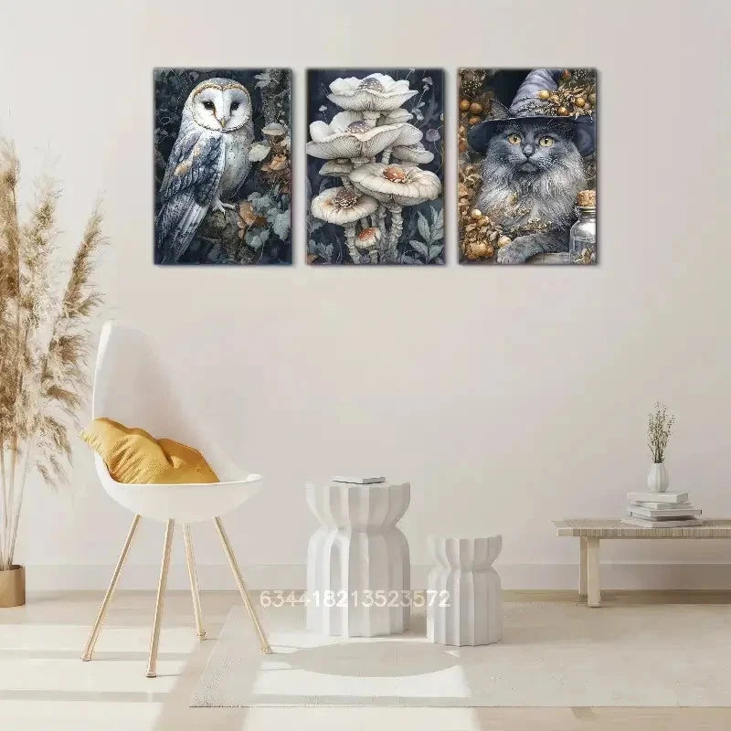 3pcs Mysterious Witchcraft Art Poster Metal Print Ready to Hang Art