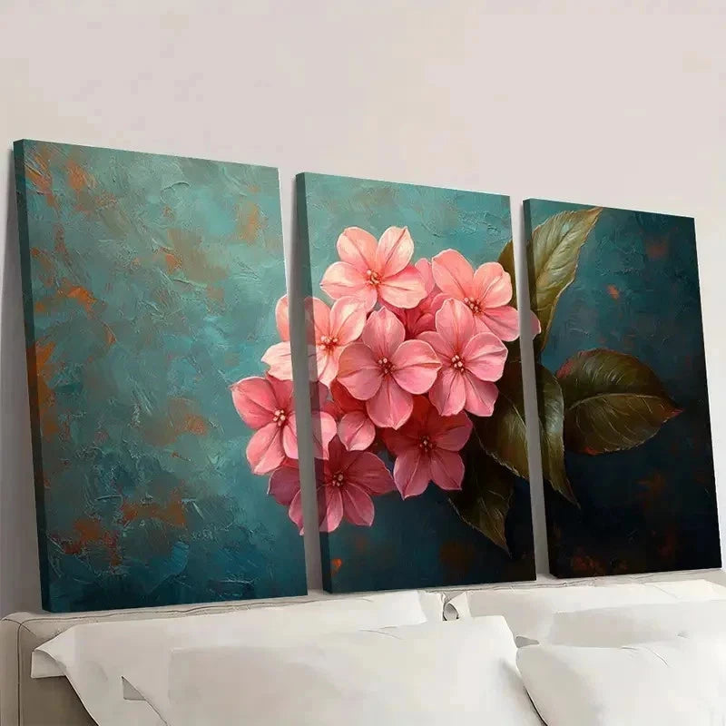 3pcs Pentas Flowers & Green Leaves D   Wall Art Set Canvas Framed 60x90cm - High Quality Print 100% Australian Made Wall Canvas Ready to Hang