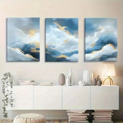 3pcs Serene Sky Abstract Cloud Landscape Metal Print Ready to Hang Art