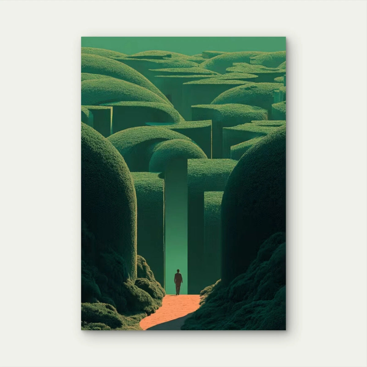 Surreal Green Labyrinth Landscape Metal Print Ready to Hang