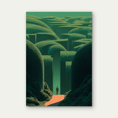 Surreal Green Labyrinth Landscape Metal Print Ready to Hang