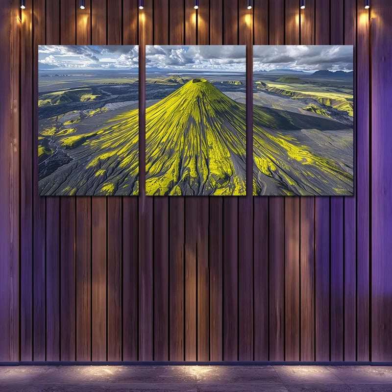 3pcs Majestic Mountain Landscape with Flames Wall Art Set Canvas Framed 60x90cm - High Quality Print 100% Australian Made Wall Canvas Ready to Hang