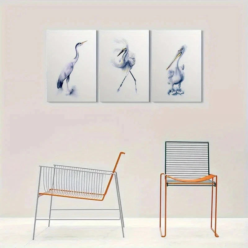 3pcs Watercolor Bird Nature Theme Metal Print Ready to Hang Art