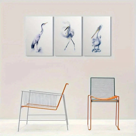 3pcs Watercolor Bird Nature Theme Metal Print Ready to Hang Art