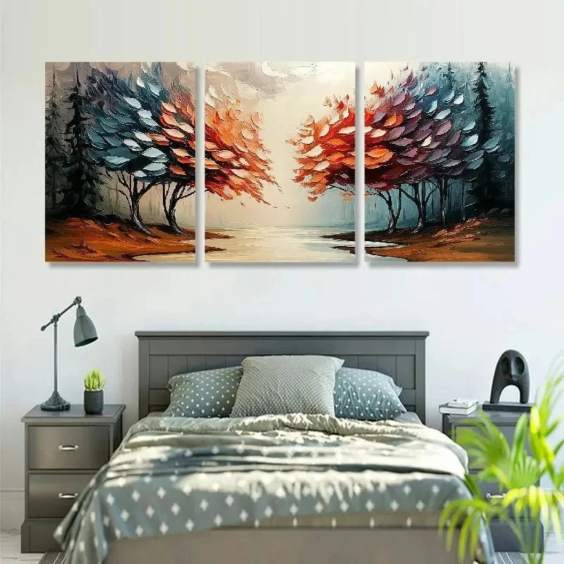 3pcs Classic Style Abstract Forest Prints Metal Print Ready to Hang Art