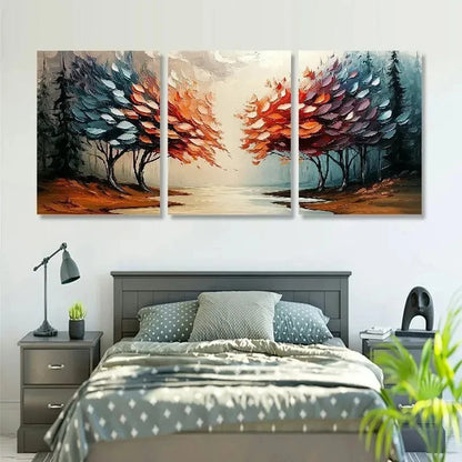 3pcs Classic Style Abstract Forest Prints Metal Print Ready to Hang Art