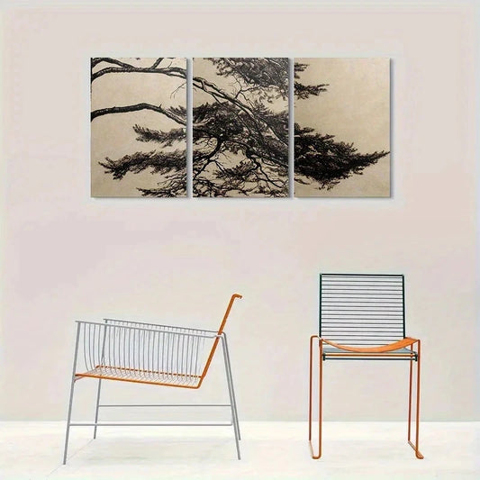 3pcs Abstract Tree Black and White Nature Metal Print Ready to Hang Art