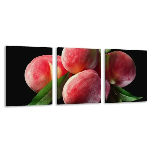 3pcs Peaches on a Black Background Modern  Wall Art Set Canvas Framed 60x90cm - High Quality Print 100% Australian Made Wall Canvas Ready to Hang