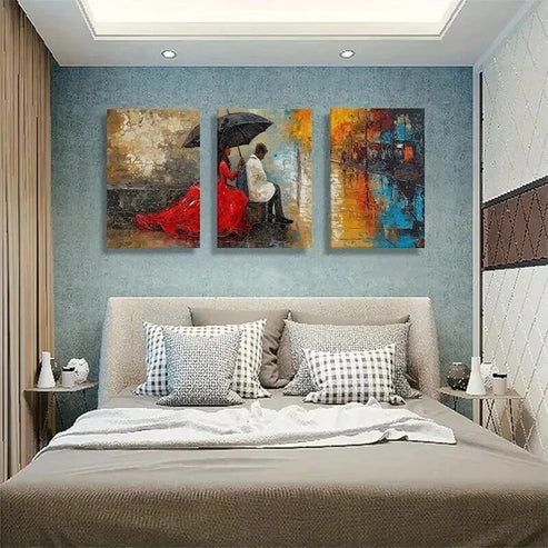 3pcs Elegant Red & White Figures Against Perfect Wall  Art Set Canvas Unframed - High Quality Print 100% Australian Made Wall Canvas