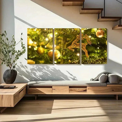 3pcs Winter Christmas Decorations Wall Art Set Canvas Framed 40x60cm - High Quality Print 100% Australian Made Wall Canvas Ready to Hang