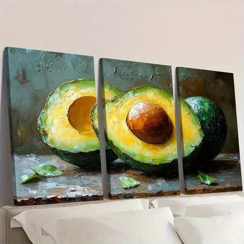 3pcs Modern Kitchen Avocado Decor Wall Art Set Canvas Unframed - High Quality Print 100% Australian Made Wall Canvas