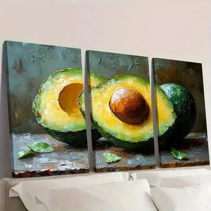 3pcs Modern Kitchen Avocado Decor Wall Art Set Canvas Unframed - High Quality Print 100% Australian Made Wall Canvas