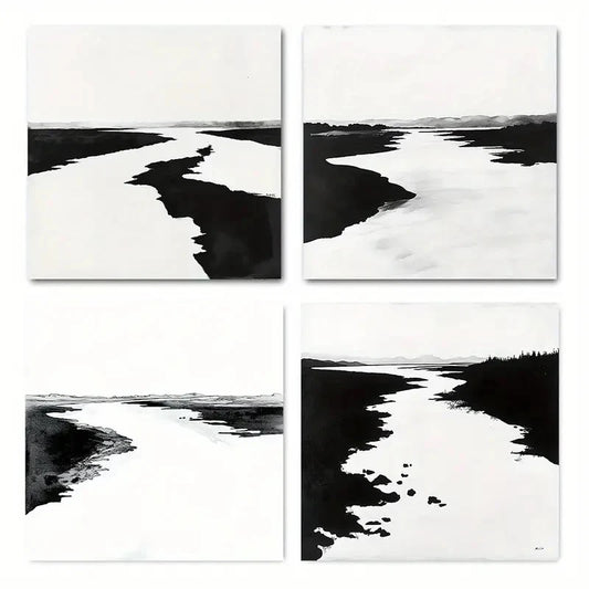 4pcsBlack and white Wall Art Canvas Framed