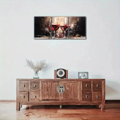 3pcs Winery Wall Decoration Oil Painting Metal Print Ready to Hang Art