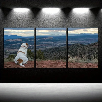 3pcs Dogs on The Mountain Nature Illustration Metal Print Ready to Hang Art