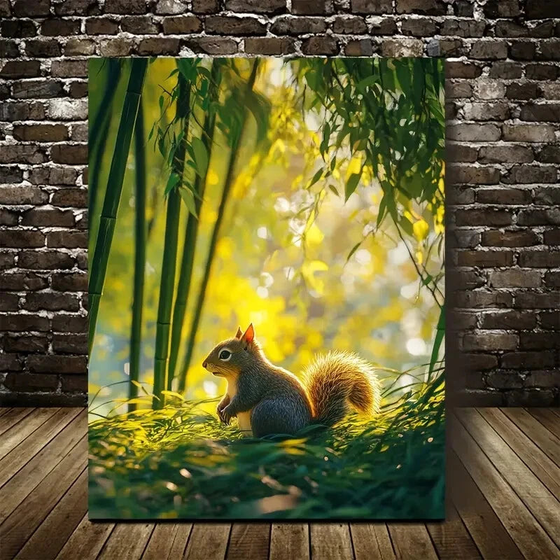 Serene Bamboo Grove Scene Ethereal Glow Painting 40x60cm Metal Print Ready to Hang