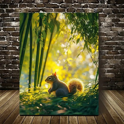 Serene Bamboo Grove Scene Ethereal Glow Painting 40x60cm Metal Print Ready to Hang