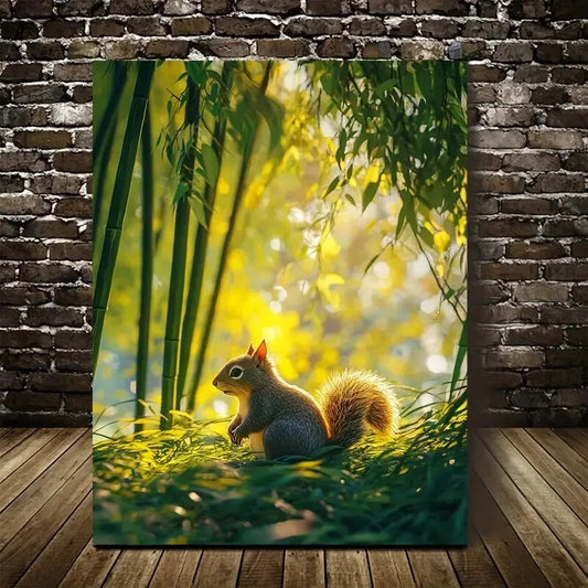 Serene Bamboo Grove Scene Ethereal Glow Painting 40x60cm Metal Print Ready to Hang