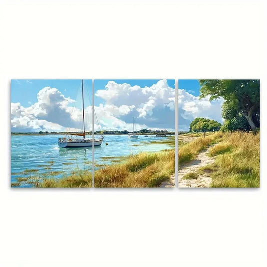 3pcs West Sussex Hampshire Coastal Landscape Metal Print Ready to Hang Art