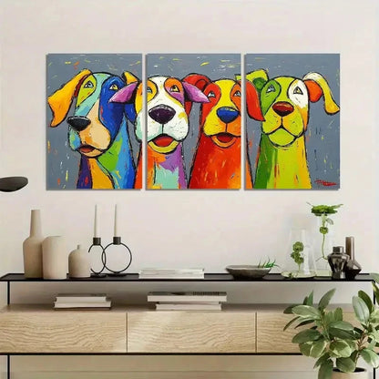 3pcs Colorful Dogs in Wassi Style Posters Metal Print Ready to Hang Art