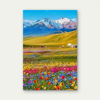 Alpine Flower Meadow View Metal Print Ready to Hang