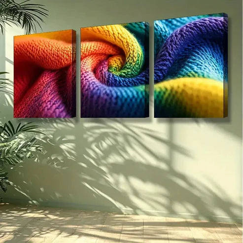 3pcs Art Painting Wool Fabric Wall Art Set Canvas Unframed - High Quality Print 100% Australian Made Wall Canvas