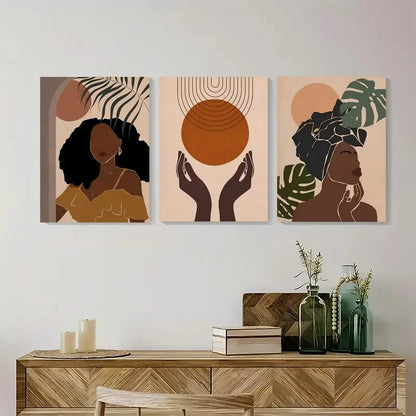 3pcs Mid-Century Modern Abstract Jungle Plant Metal Print Ready to Hang Art