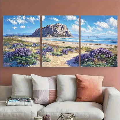 3pcs Morro Strand State Bay State Beach Travel Wall Art Set Canvas Framed 40x60cm - High Quality Print 100% Australian Made Wall Canvas Ready to Hang