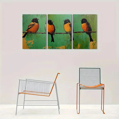 3pcs Modern Abstract Bird Design Metal Print Ready to Hang Art