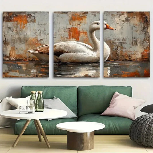 3pcs Goose Rustic Bird Illustration Metal Print Ready to Hang Art