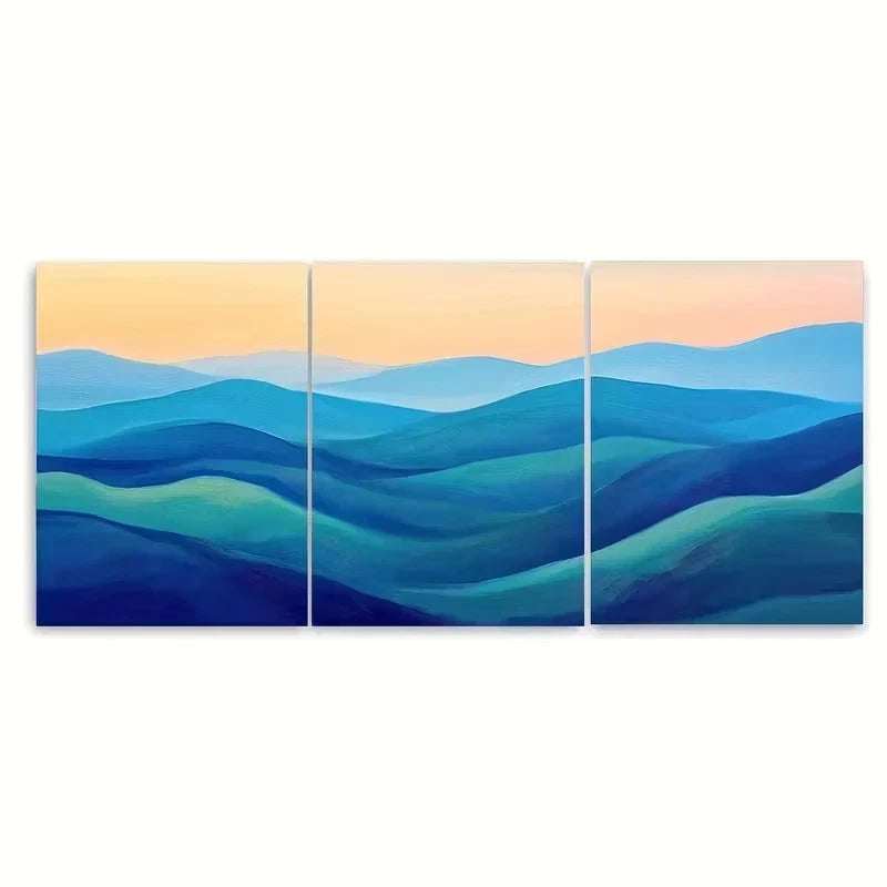 3pcs Blue Ridge Mountains Landscape Wall Art Set Canvas Framed 40x60cm - High Quality Print 100% Australian Made Wall Canvas Ready to Hang