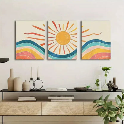 3pcs Mid-Century Abstract Wall Art Set Canvas Unframed - High Quality Print 100% Australian Made Wall Canvas