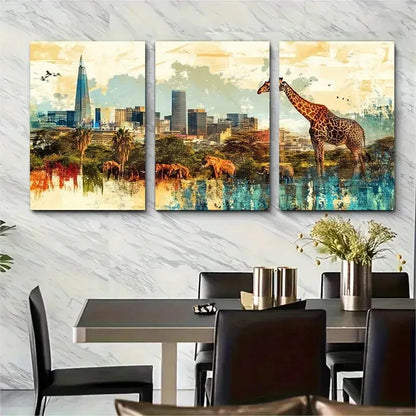 3pcs Johannesburg Safari South Africa Metal Print Ready to Hang Art