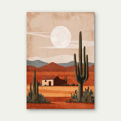 , Terracotta & Cactus Design Metal Print Ready to Hang