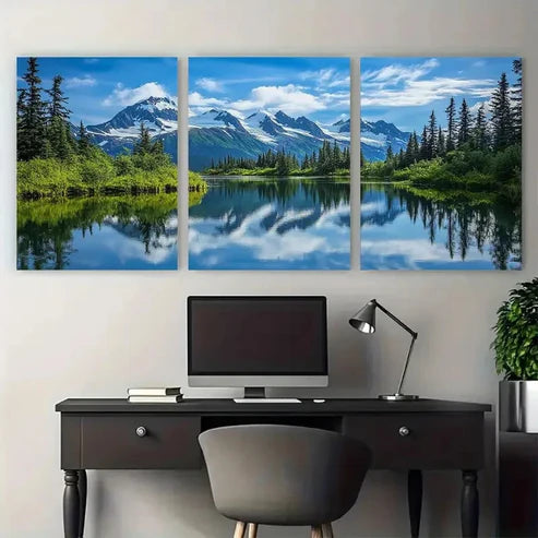 3pcs Abstract Two Overlapping shapes Wall Art Canvas Unframed - High Quality Print 100% Australian Made Wall Canvas