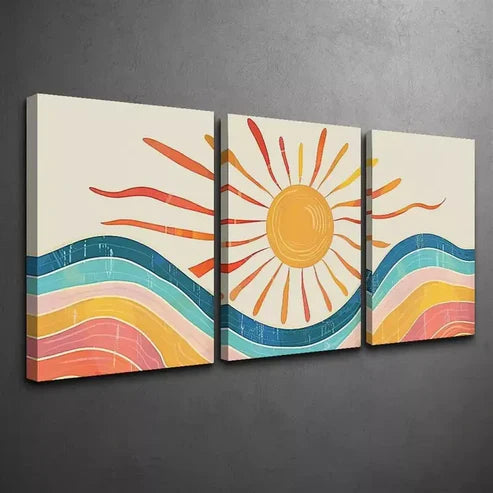 3pcs Mid-Century Abstract Wall Art Set Canvas Unframed - High Quality Print 100% Australian Made Wall Canvas