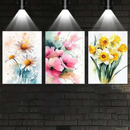 3pcs Cold And Beautiful Flowers Metal Print Ready to Hang Art