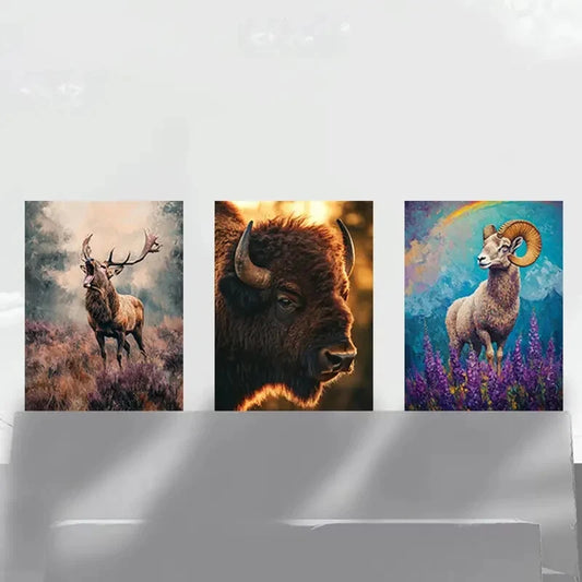 3pcs Majestic Wildlife Colourful Metal Print Ready to Hang Art
