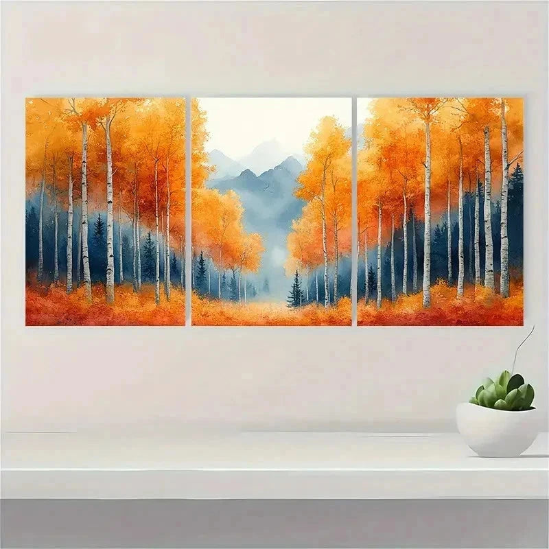 3pcs Watercolor Landscape Mountain Perfect Wall Art Set Canvas Framed 40x60cm - High Quality Print 100% Australian Made Wall Canvas Ready to Hang