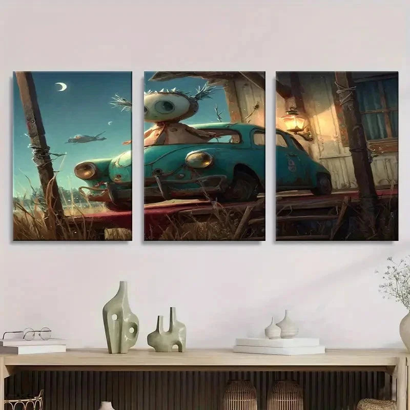 3pcs The Style of Pixar Wall Art Set Canvas Framed 60x90cm - High Quality Print 100% Australian Made Wall Canvas Ready to Hang