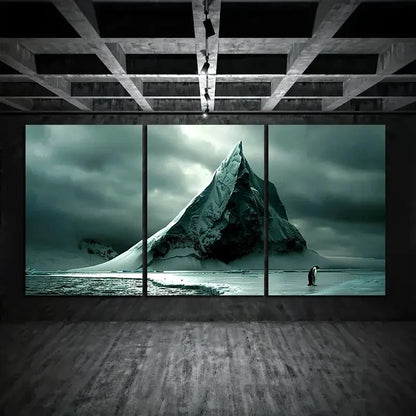 3pcs Antarctica Iceberg Black Sky Metal Print Ready to Hang Art