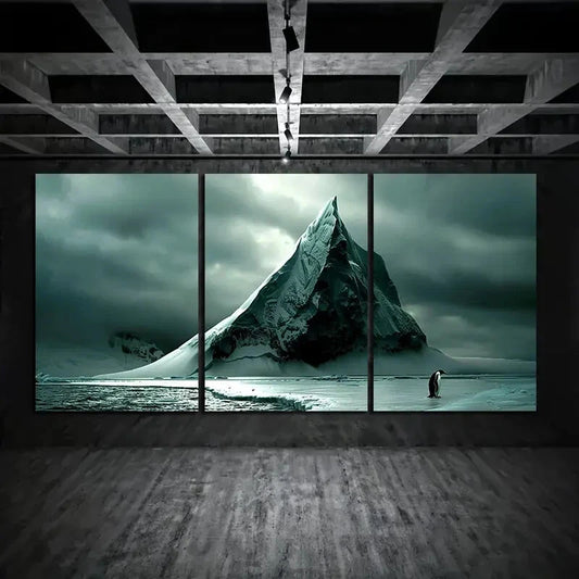 3pcs Antarctica Iceberg Black Sky Metal Print Ready to Hang Art