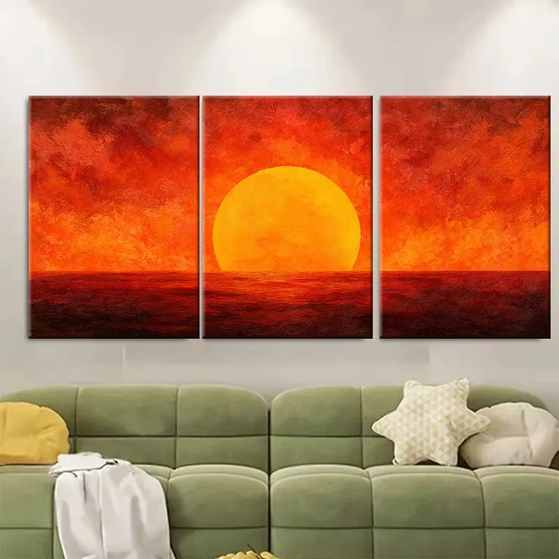3pcs Sun Sunrise Art Metal Print Ready to Hang Art